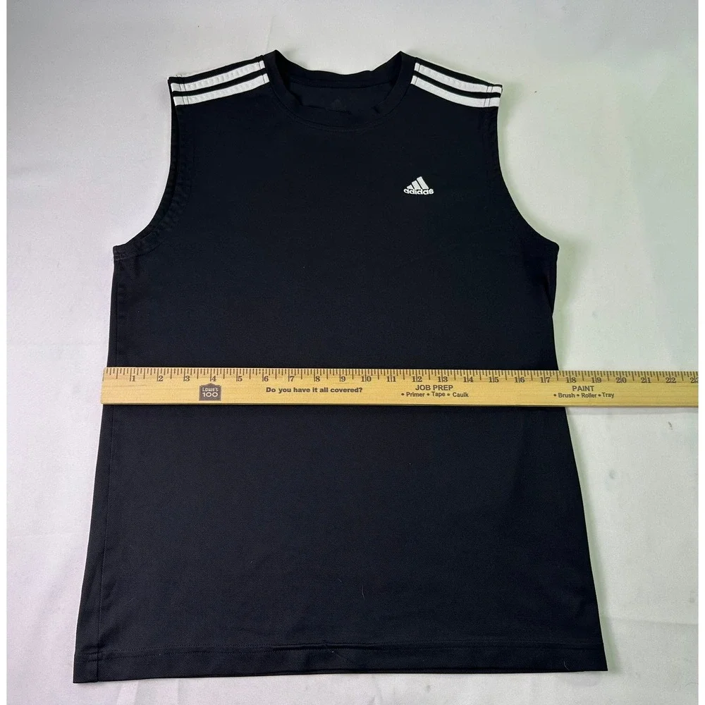 Adidas Sleeveless Shirt Black 3-Stripe Performance Workout Tank Top Men's‎ Small